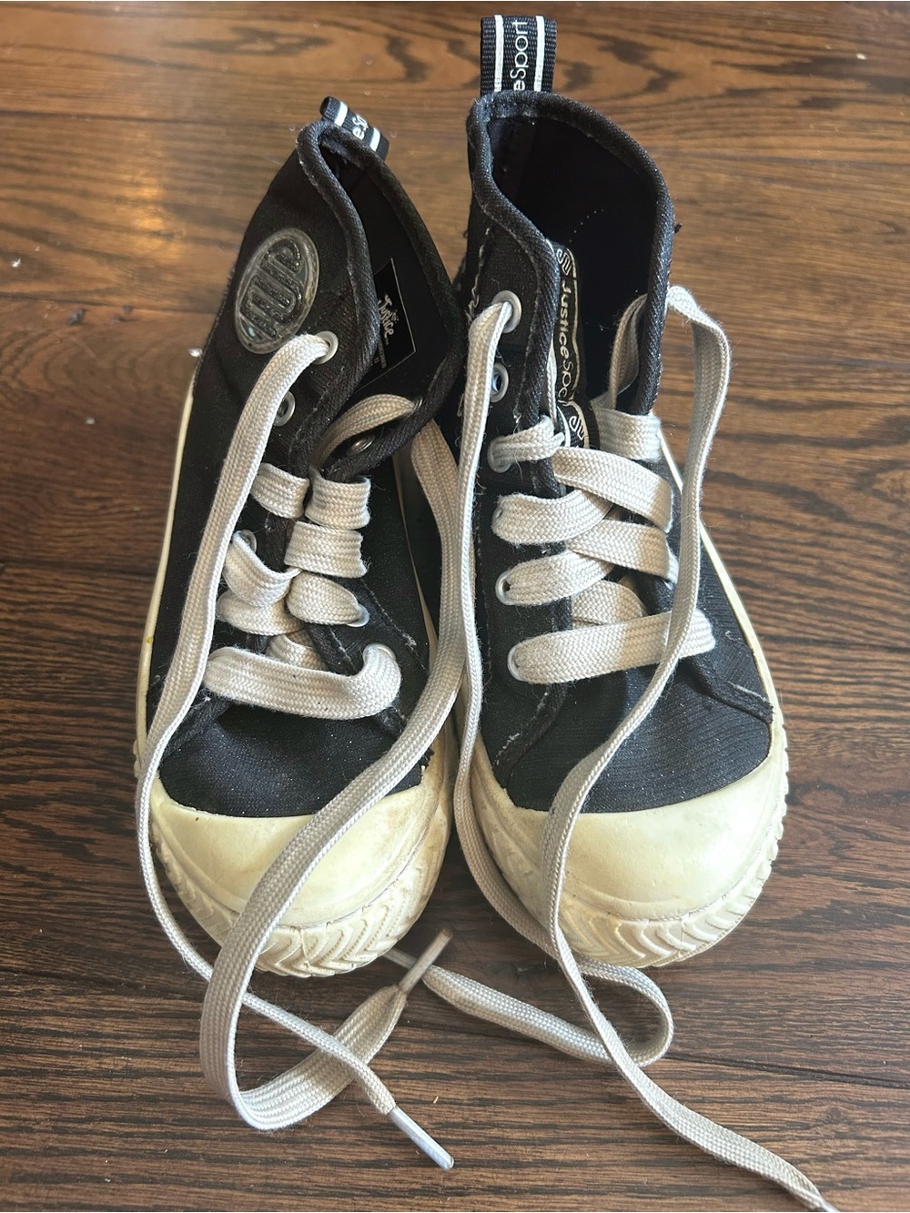 Justice Black and White High-Top Kids Sneakers